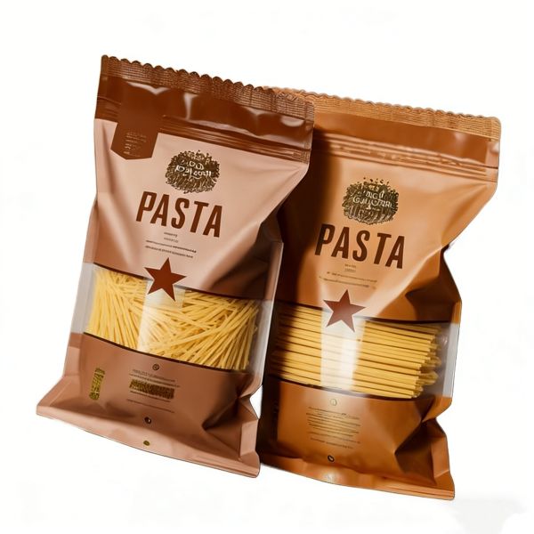 Custom Printed Food Grade PE Pasta Packaging Bags with Clear Window Moistureproof Resealable for Retail and Home Cooking