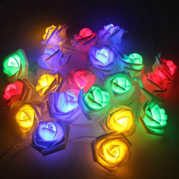 1.5M 10LED Artificial Rose Flower Garland String Light LED Fairy Lights Valentine's Day Wedding Christmas Party Decorations