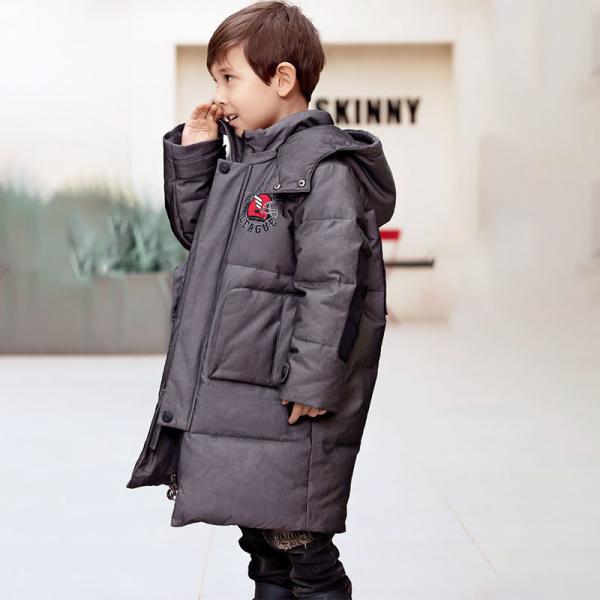 Bilemi Camel Solid Color Boys Parkas Fashion Warm Long Down Jacket Kids Winter Coats