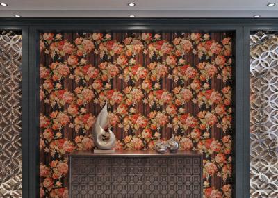 Flora Washable Vinyl Wallpaper / PVC Wall Covering Country Style For Bedroom , Deep Embossed