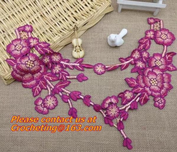 Lace Collar Applique Neckline Lace Crochet Flower Motif Patchwork Sewing Access