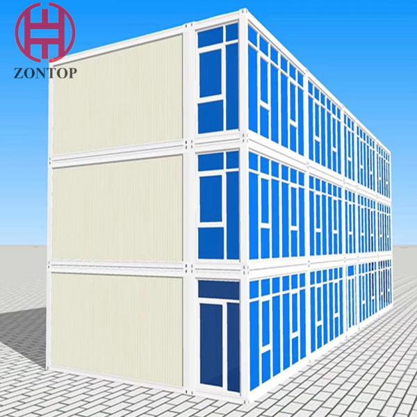 Zontop China Hurricane Proof Modern Modular  3 Bedrooms 2 Storey Prefab Container House