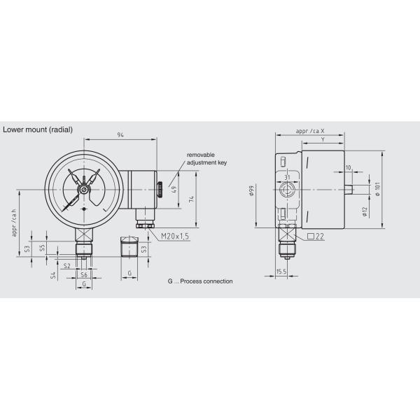 SUS 316 Electric Contact Pressure Gauges Diaphragm 60 Bar Flange Pressure Gauge