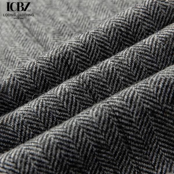 Logotipo personalizable Pantalones de lana de herringbone de tweed gris para hombres para uso comercial y informal