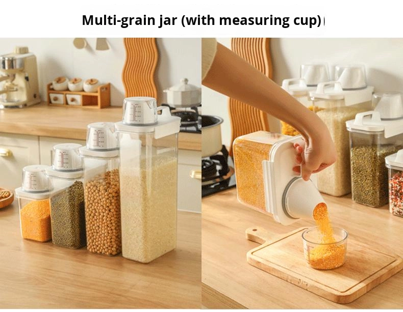 Transparent Airtight Food Storage Container with Plastic Seal Modern Kitchen Box with Latch for Cereal Pasta Snacks