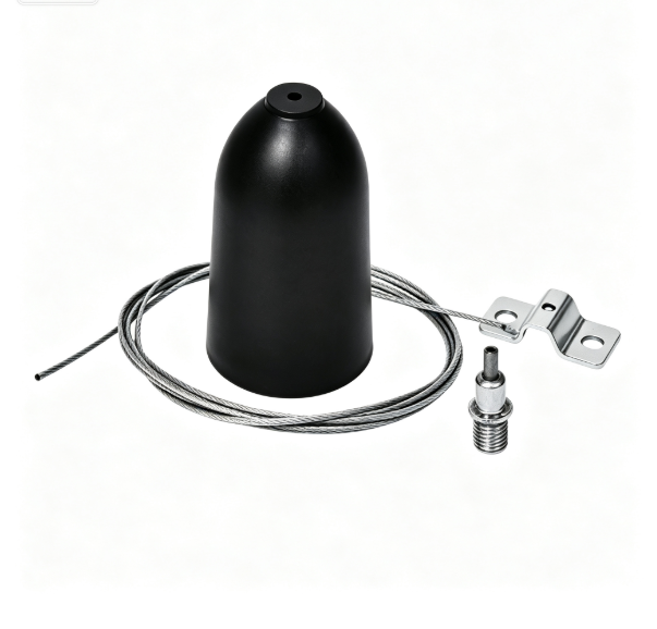 Black Plastic Round Ceiling Canopy Adjustable Cable Gripper for Track Light
