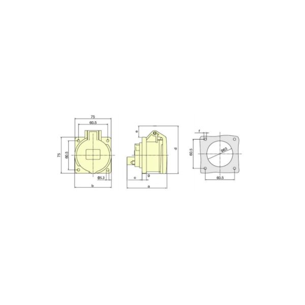 Flush Mounted Socket Box IP44 Waterproof Industrial Concealed Straight Socket 16A 200-250V 32A 380-415V