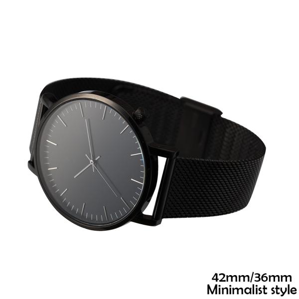 IP Black Coating Minimalist Waterproof Watch Stainless Steel Back Water Resistant