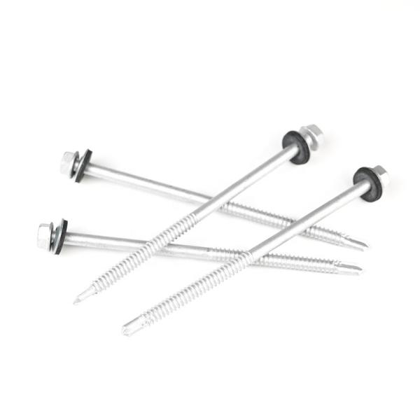 Seat Fix Fastening Hex Washer Head Self Drilling Screws With Black Washer Bimetal Hex Screws 6.3x130mm