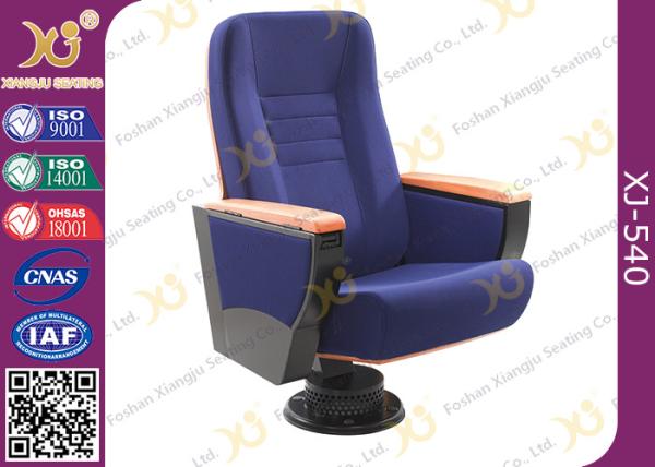 Solid Wood Armrest Conference Hall Seating Floor Mouted Auditorium Chairs With Writing Pad