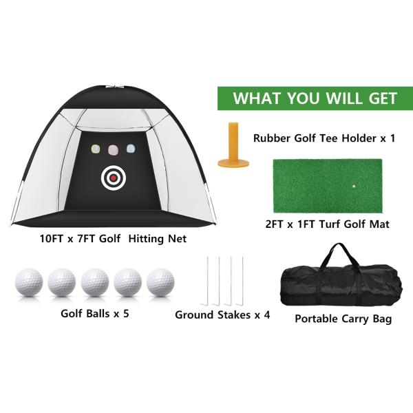Golf Hitting Cage Practice Aid For Outdoor, Golf Practice Net, Hitting Aids Nets, Portable Golf Impact Nets Cages