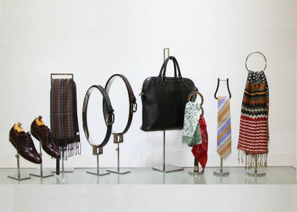 Stainless Steel Store Display Props For Bags / Tie / Shoes / Belt Customized Size