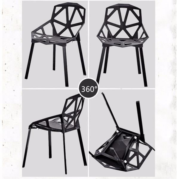 Hollow Modern Metal Dining Chairs , Black Metal Leg Dining Chair