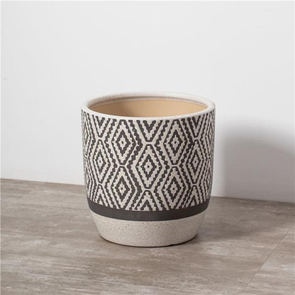 China suppliers bulk concise design indoor outdoor decorative flower planter pot embossed ceramic plant pots