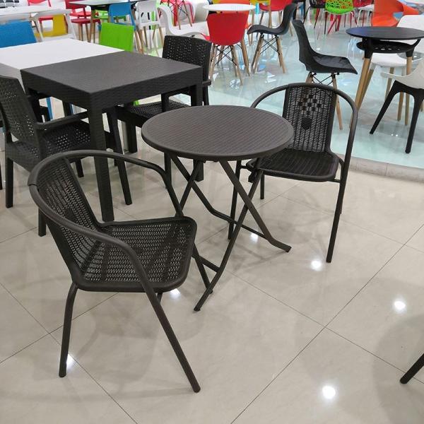 Outdoor 75cm Height 58cm Depth Water Proof Stackable Woven Patio Chairs