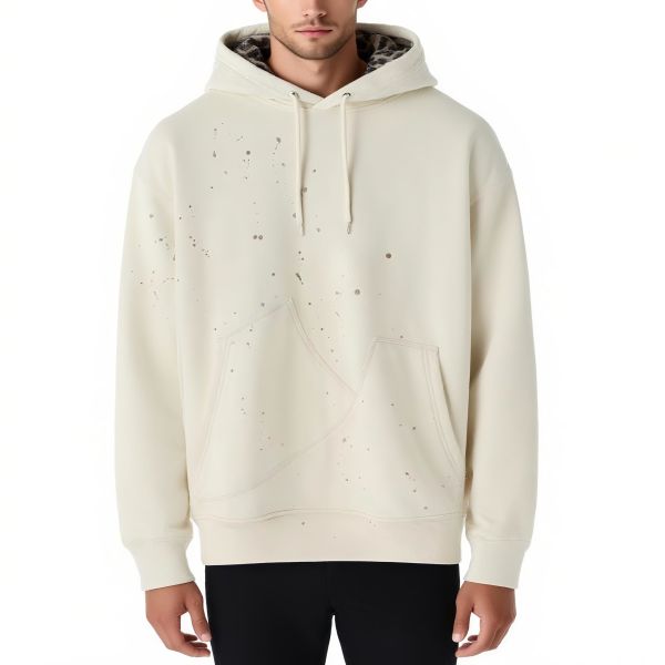 2025 Trend Hot Selling Heavyweight Inkjet Special Pocket Hoodie for Men Manufacturer Custom Pullover Leopard Print Men's Hoodie
