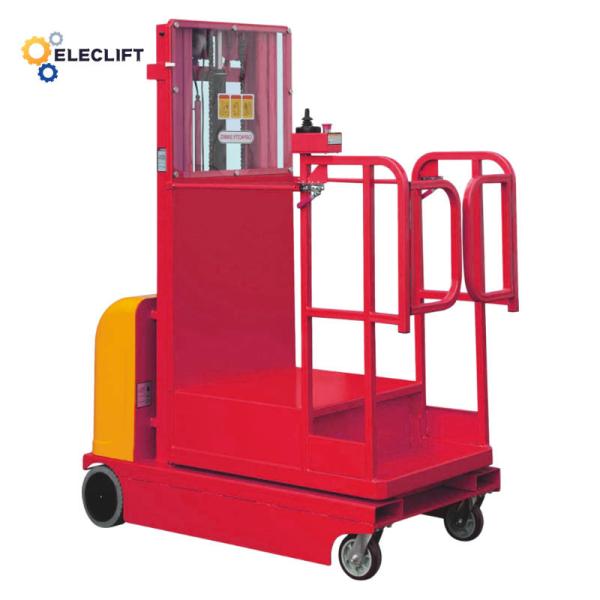 Electric Order Picker With Solid Tires 90 Fpm Lower Speed And 8-10 Hours Working Time