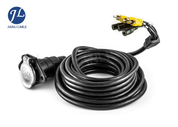 Electrica Coiled Wire Cable 7 Plug To 3 Cameras For Bus Lorry Monitor System