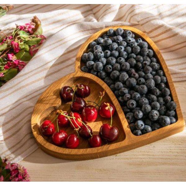 Бамбуковая тарелка с формой сердца, ореховая, деревянная, фруктовая, экологически безопасная