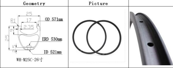 2014 new ultralight carbon rim for mtb bike 25x25mm clincher 26 carbon mtb rims 650B rim