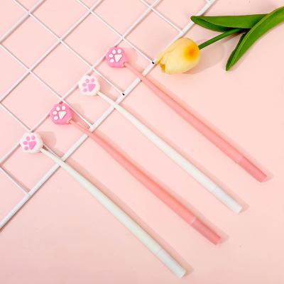 6 Pcs Cute Cartoon Gel Ink Pens, Shake Gel Pens For Kids And Girl,Kawaii Writing Pens Set For School Party Office Home,Student Gifts(0.5mm,Cat Paw Design,Blacak), Yellow&Pink