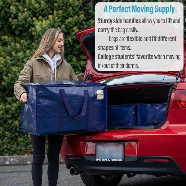 Heavy Duty Extra Large Clear Moving Bags W/Backpack Straps Strong Handles & Zippers, Storage Totes For Space Saving