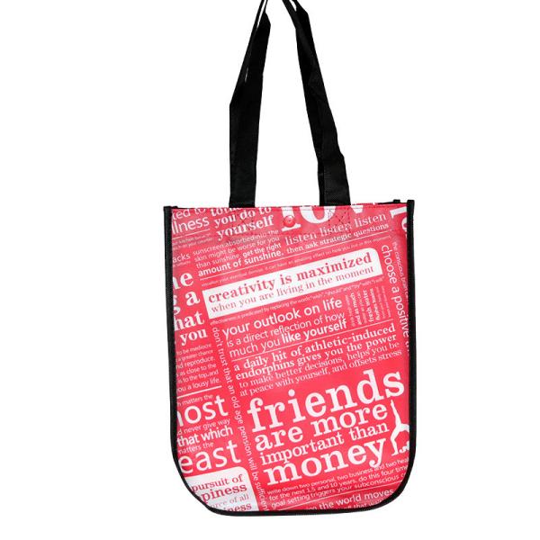 Red Laminated PP Handle Promotional Non Woven Packaging Bags