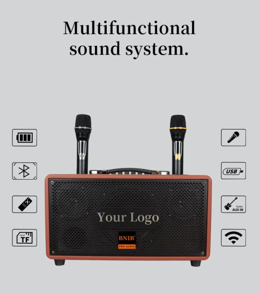 Custom 8 Inch Wooden Portable Bluetooth Speaker Box Outdoor Loudspeaker