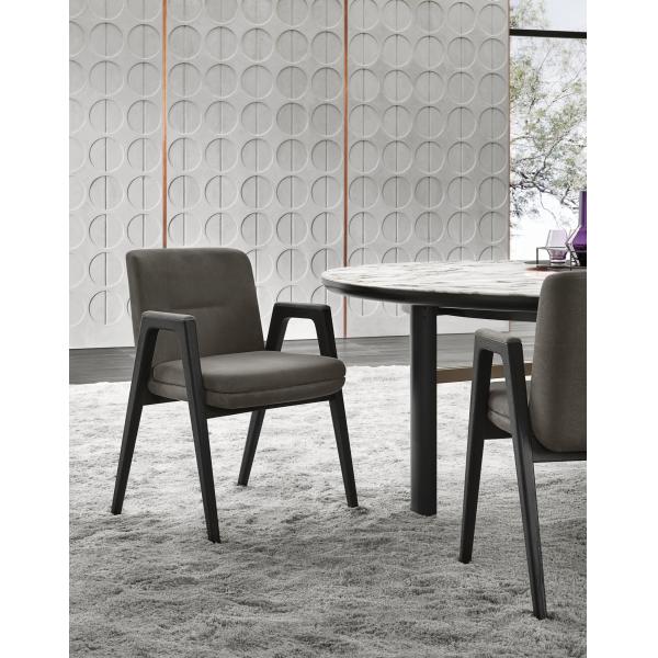 Lance Modern New Stackable Chairs Ash Wood Base Armrest Linen Fabric