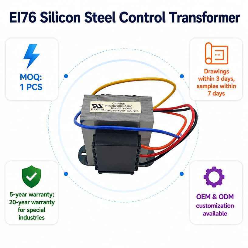 Compact Low Loss EI76 Silicon Steel Transformer Stable Durable Control Panels