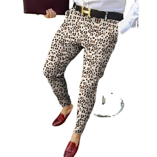 Light Wash Digital Print Polyester Trousers Multi-style Slim-fit Plaid for Casual Men