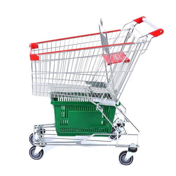 125L 900MM 4 Wheel Silver Basket Trolley With Wheels Grocery Shopping Trolley Q235