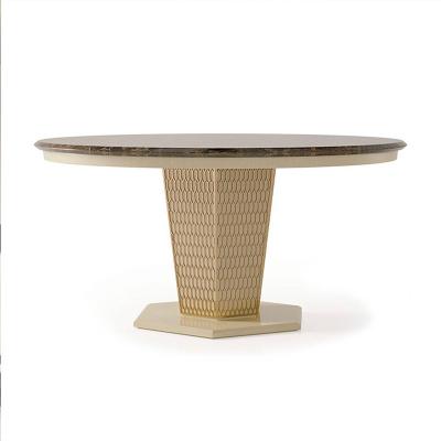 Mesa Dining Table Marble Tabletop luxuoso italiano com fio inoxidável
