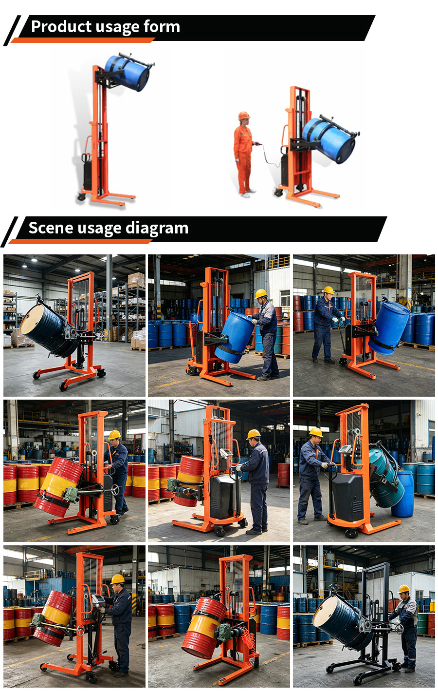 2.5m Semi Electric Manual Hydraulic Drum Lifter Rotator Stacker OEM