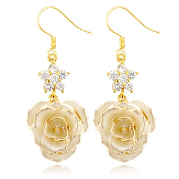 24k Gold Dipped Rose Fashion Earrings Gifts for Girlfriend Mother's Day  Preserved  Gold Rose Earrings Manufacture Wholesale