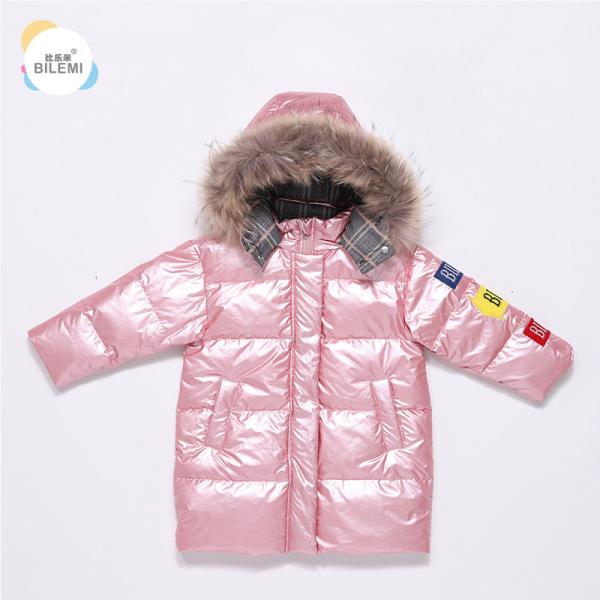 Breathable Winter Fashion Kids Wear Duck Down Jacket Long Pink Little Girls Parka