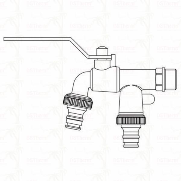 Double Outlet Garden Bibcocks Brass Faucet Brass Tap Valve Water Tap 1/2
