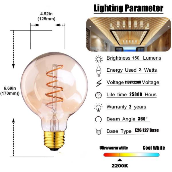 шарик лампы T185 G80 Ascher E26 110v 220v спиральный винтажный ретро декоративный