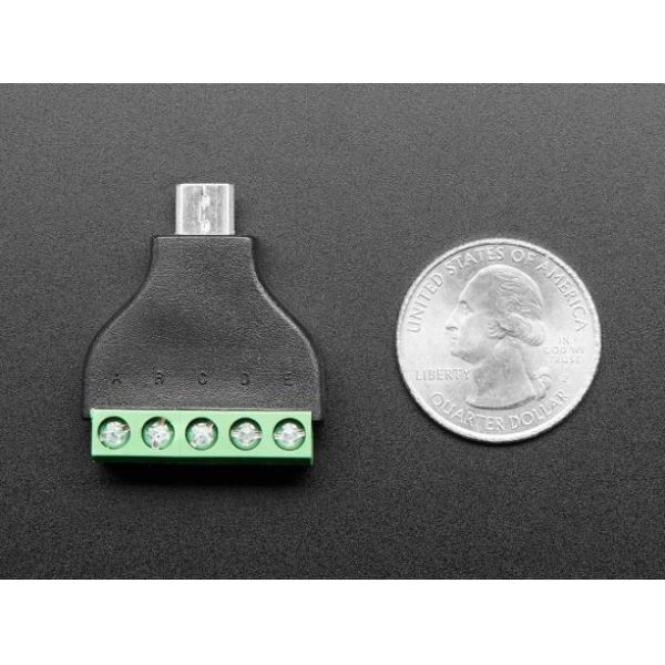 USB Micro B Male Plug to 5 pin Terminal Block Adapter No Soldering Required Adafruit Industries 3972