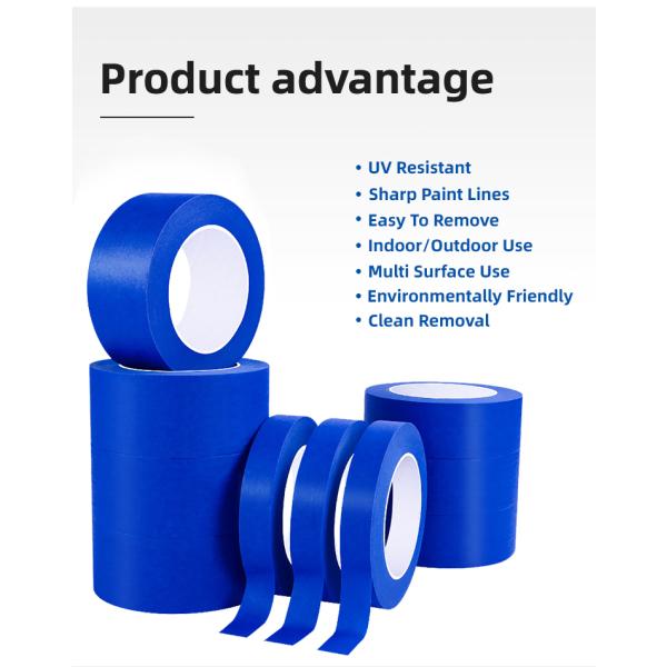 Custom Blue Painter Masking Tape Roll for High-Temperature Outdoor Painting