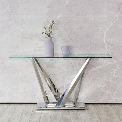 tabela de console superior de vidro do metal de 160cm