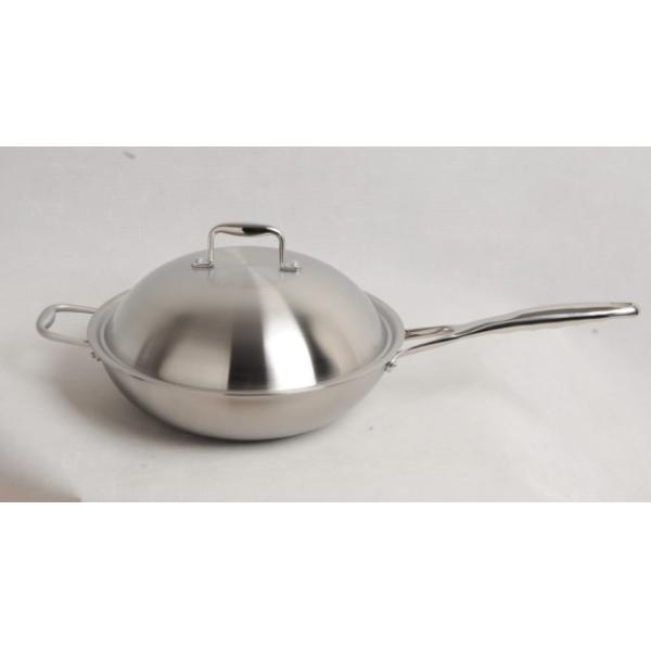 High quality Stainless steel wok, SHONLI-F-01,thickness 2.5mm with cast iron handle