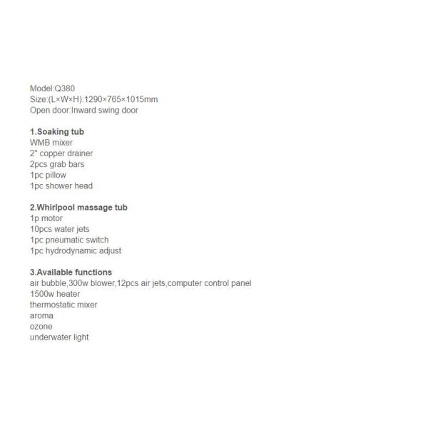 Acrylic White Walk In Bath And Shower / Jacuzzi Walk In Tub Size 1290*765*1015mm