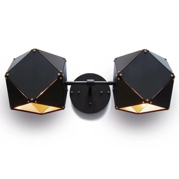 Nordic Art Welles Stell Ddouble Head Sconce Creative Metal Texture Black and White Geometric Wall Lamp
