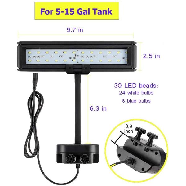 21W Gooseneck Clamp Aquarium Fluorescent Light 30 Gallon Tank
