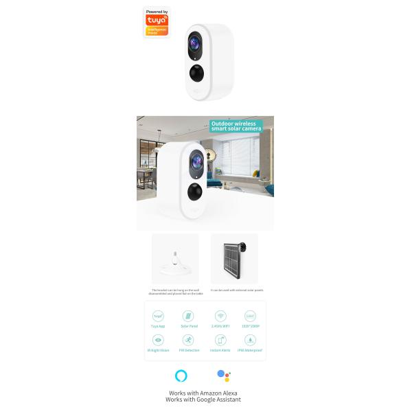 SDW-1 Home Outdoor no wires Ip66 Wireless 1080p Ip MINI Security Surveillance Solar Wifi Camera(SDW-1)