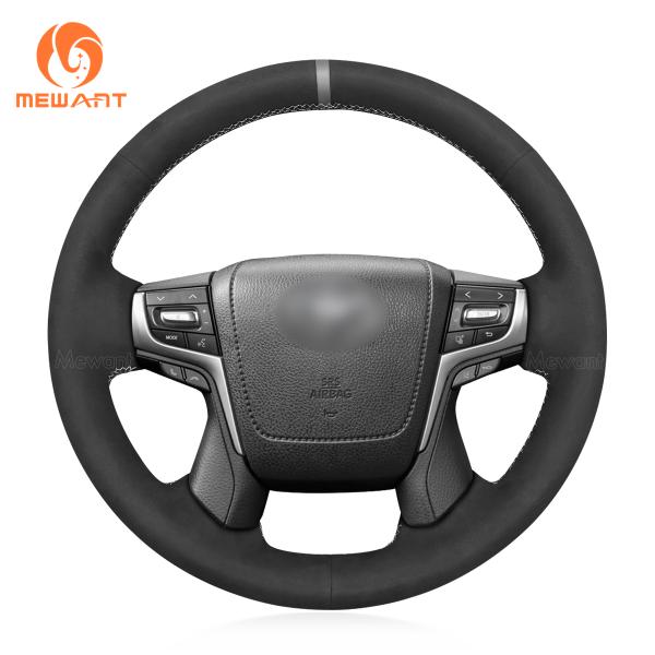 MEWANT Car Interior Accessories For Toyota Land Cruiser Prado Crown Hand Sewing Soft Black Suede Steering Wheel Cover