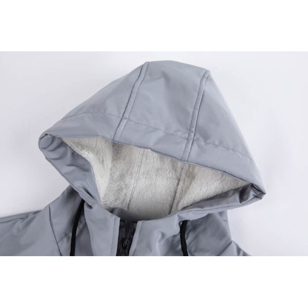 Men's Light Grey Wind-Resistant Fishtail Parka with Sherpa Fleece Lining and Fishtail Back Hem