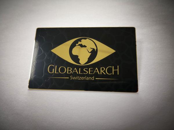 Cartões personalizados do metal do ouro com impressão de tela de seda preta da cor
