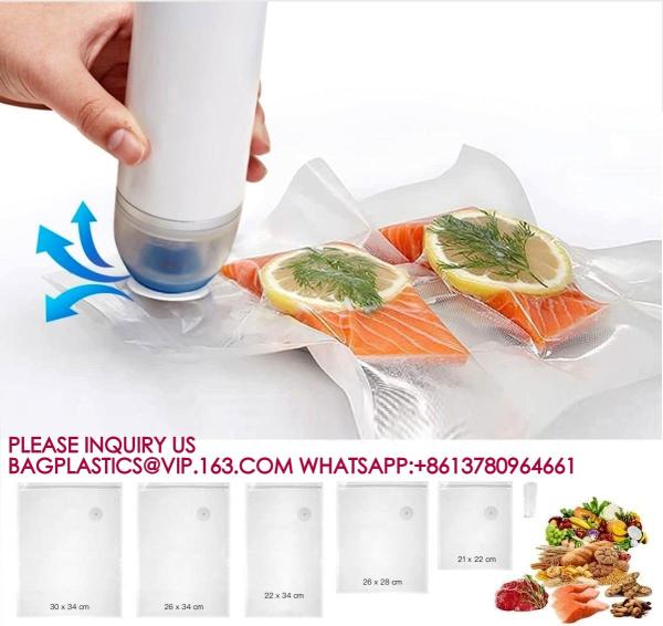 Vacuum Food Saver Bag, Reusable Freezer Bags, Vac Seal Bag Double Lock Zipper Keep fresh